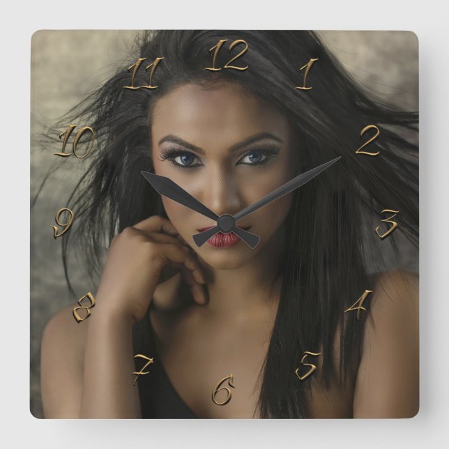 Hårfrisörer Fyrkantig Klocka (Framsida)