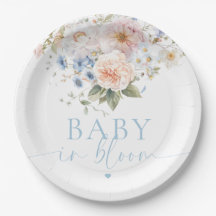 Hargove Blue Blommigt Baby in Bloom Baby Shower