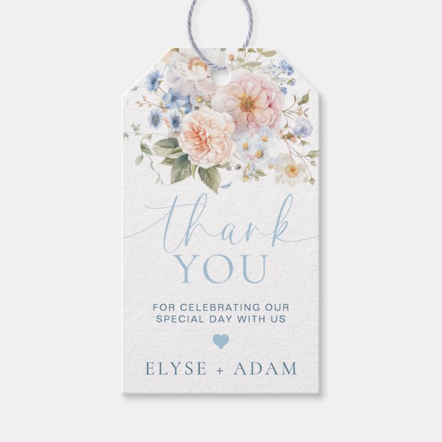 Hargrove Blommig Blå Tacksamhetspresent Presentetikett (Framsidan)