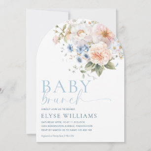 Hargrove Blue Blommigt Baby Brunch Baby Shower Arc Inbjudningar