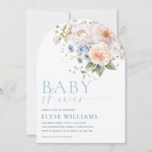 Hargrove Blue Blommigt Baby Shower Arch Inbjudningar