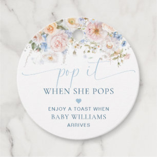 Hargrove Blue Blommigt Baby Shower Pop it it Gåvor Etiketter