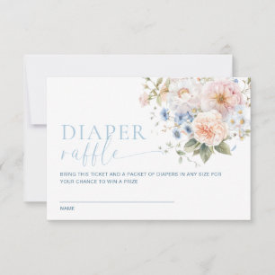 Hargrove Blue Blommigt Diaper Raffle Biljett Card Inbjudningar