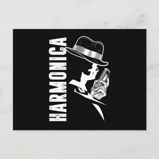 Harica Blues Music Ljud Instrument Band Gift Vykort (Framsida)