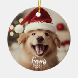 Hårig + Bright Cute Hund Photo jul Ornament