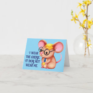 Hårig Cheese Man Business Mouse Tie Glasses Nerdy Kort