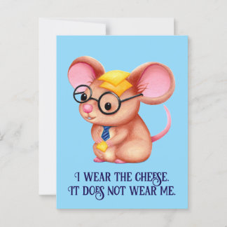 Hårig Cheese Man Business Mouse Tie Glasses Nerdy Vykort