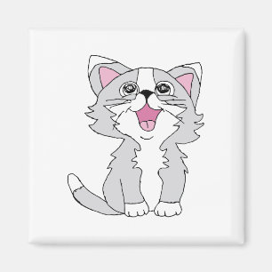 Hårig Cute Cat Aesthetic Lycklig Cat Clipart Teckn Magnet