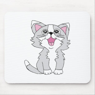 Hårig Cute Cat Aesthetic Lycklig Cat Clipart Teckn Musmatta