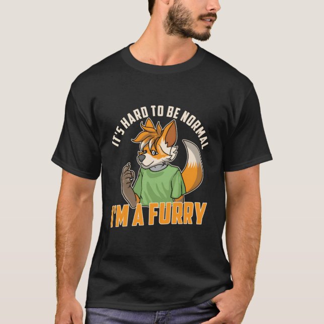 Hårig Fandom Hårig Fursona Furdress T Shirt (Framsida)