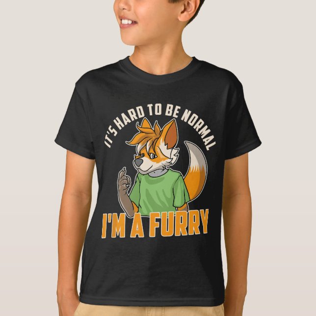 Hårig Fandom - Hårig Fursona Furdress T Shirt (Framsida)