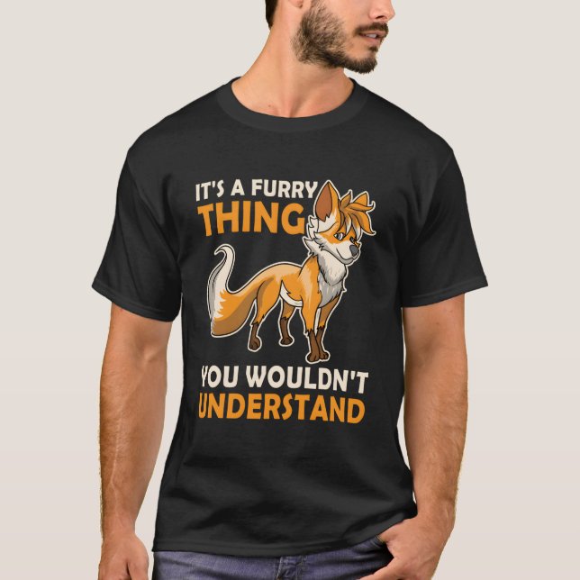 Hårig Fandom - Hårig Fursona Furdress T Shirt (Framsida)