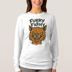 "Hårig & Filthy" Sassy Cat Långärmad T-Shirt