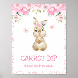 Hårig för Blommigt av rosa  Bunny First Födelsedag Poster