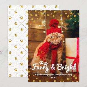 Hårig för fin julfoto och Bright Guld Julkort