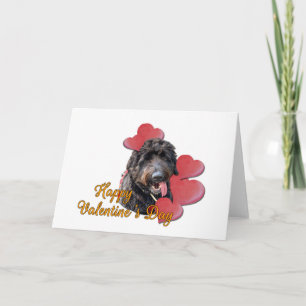 Hårig Goldendoodle Black Lycklig Alla hjärtans dag Kort