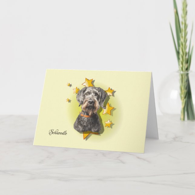 Hårig Grått Schnoodle är ett stjärnkort Kort (Framsida)