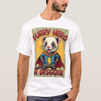 Hårig Hero in Disguise - Toppen Ferret Tecknad Tee