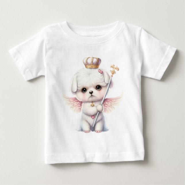 Hårig Joy: Angel Vinge Maltesisk Hund Puppy Gift T Shirt (Framsida)