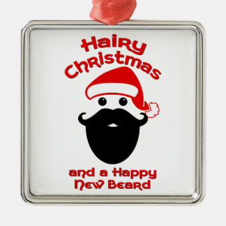 Hårig jul, lyckligt nytt skägg julgransprydnad metall