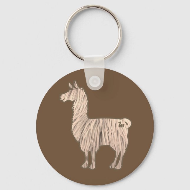 Hårig Llama Keychain Nyckelring (Framsida)