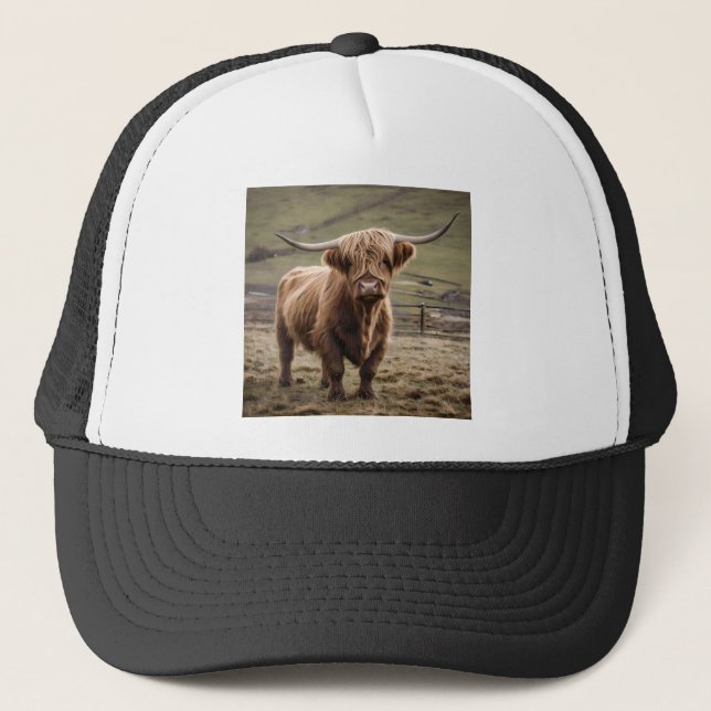 **"Hårig Majestät: Wooly Brown Highland Cow"** Keps (Framsida)