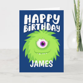 Hårig Monster Blue Birthday Kort