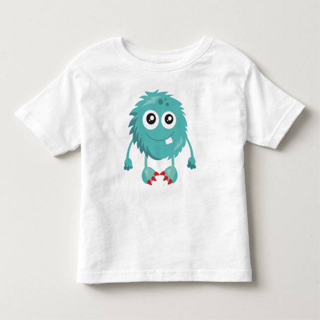 Hårig Monster, Blue Monster, Cute Monster, Fånig T Shirt (Framsida)