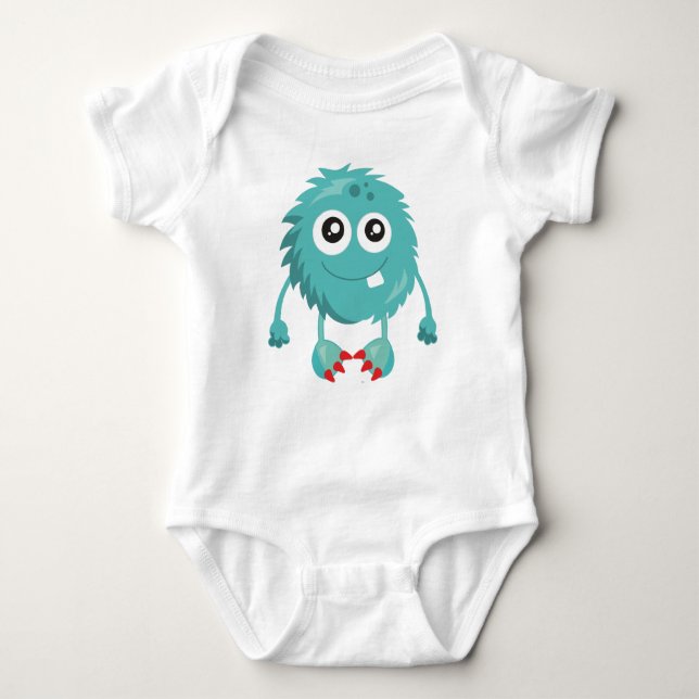 Hårig Monster, Blue Monster, Cute Monster, Fånig T Shirt (Framsida)