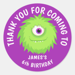 Hårig Monster Cute Lila Runt Klistermärke