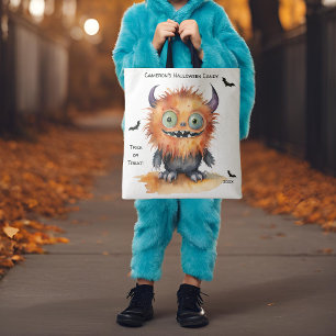 Hårig Monster Halloween Candy Tygkasse