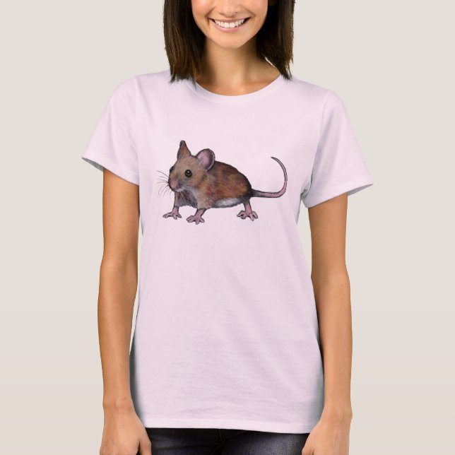 Hårig Mouse, Realism Art, Cute Critter, Rodent T Shirt (Framsida)