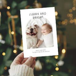 Hårig och Bright Jul Baby och Hund Photo Julkort