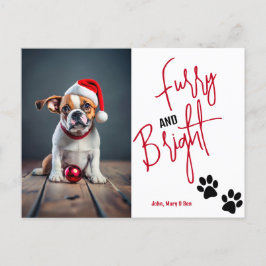 Hårig och ljus Pet Photo jul Red Inbjudan Vykort