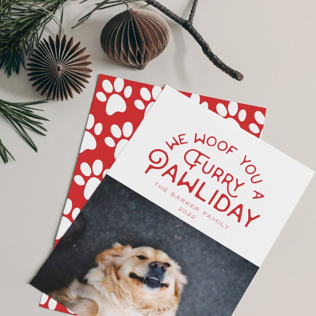 Hårig Pawliday Typography | Pet Thecko Photo White Julkort (Skapare uppladdad)
