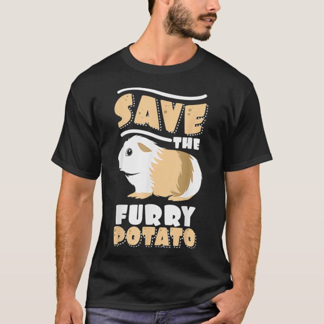 Hårig Potato Guinea Gris Funny Novelty Gift T Shirt (Framsida)