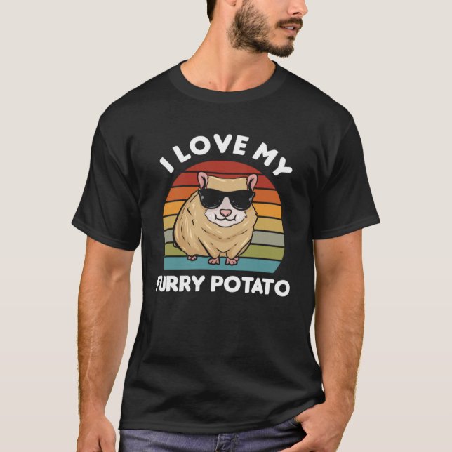Hårig Potato Guinea Gris T Shirt (Framsida)