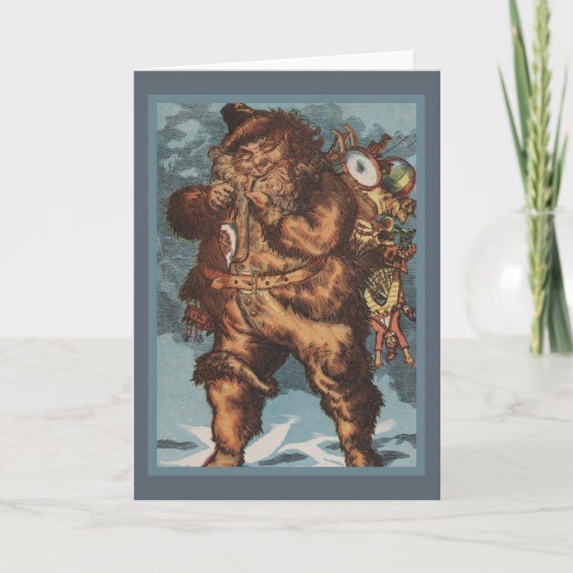 Hårig Santa Smoking Hans Pipe Helgkort (Framsida)