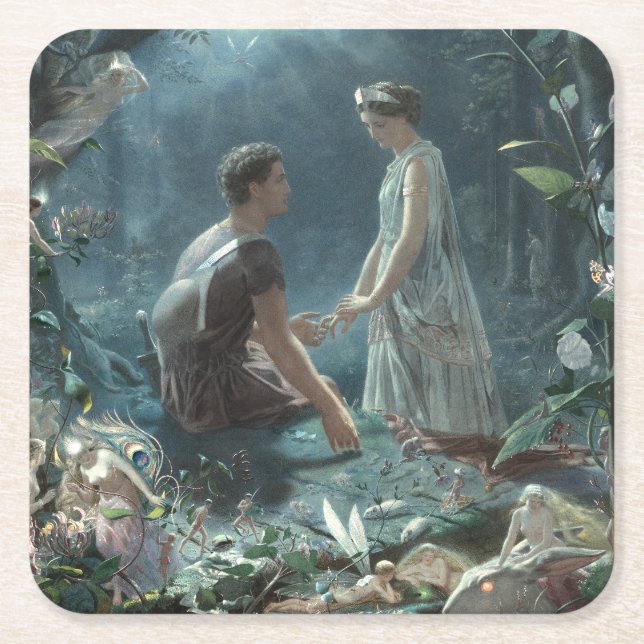 Hårig: Shakespeare's A Midsommar Nattes Dream Underlägg Papper Kvadrat (Framsidan)