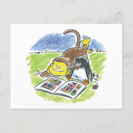 Hårig Vänner Tecknad Bok vykort