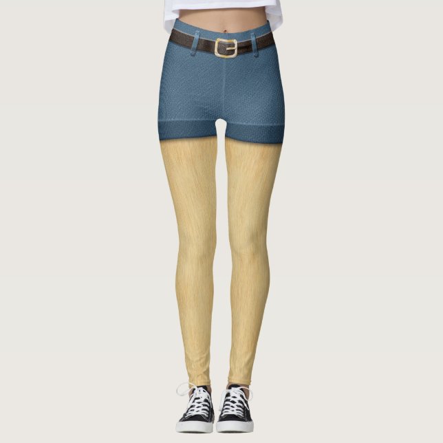 Håriget Ben Denim Kort Leggings (Framsida)