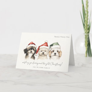 Håriget Cute Watercolor och Hund Bright jul Helgkort