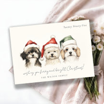 Håriget Cute Watercolor och Hund Bright jul