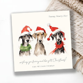 Håriget Cute Watercolor och Hund Bright jul Julkort
