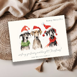 Håriget Cute Watercolor och Hund Bright jul Julkort