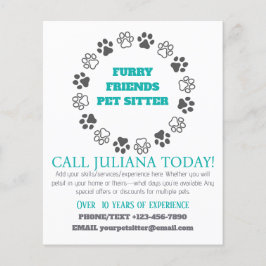 Håriget Friends Pet Sitter Blue Business Flygblad