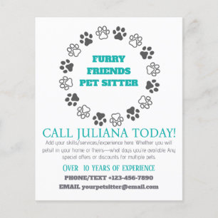 Håriget Friends Pet Sitter Blue Business Flygblad