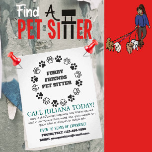 Håriget Friends Pet Sitter Small Business Flygblad