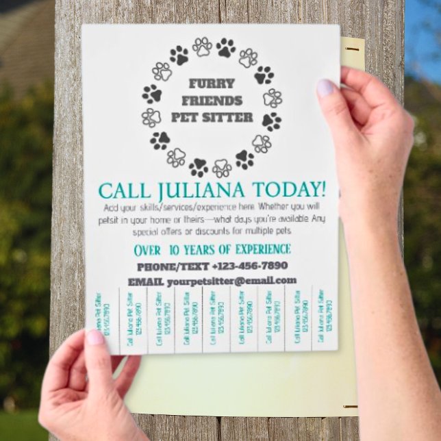 Håriget Friends Pet Sitter Small Business Large Reklamblad (Furry Friends Pet Sitter Small Business Large Flyers)
