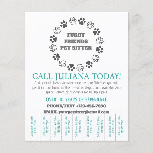 Håriget Friends Pet Sitter Small Business Small Bu Flygblad (Framsidan)